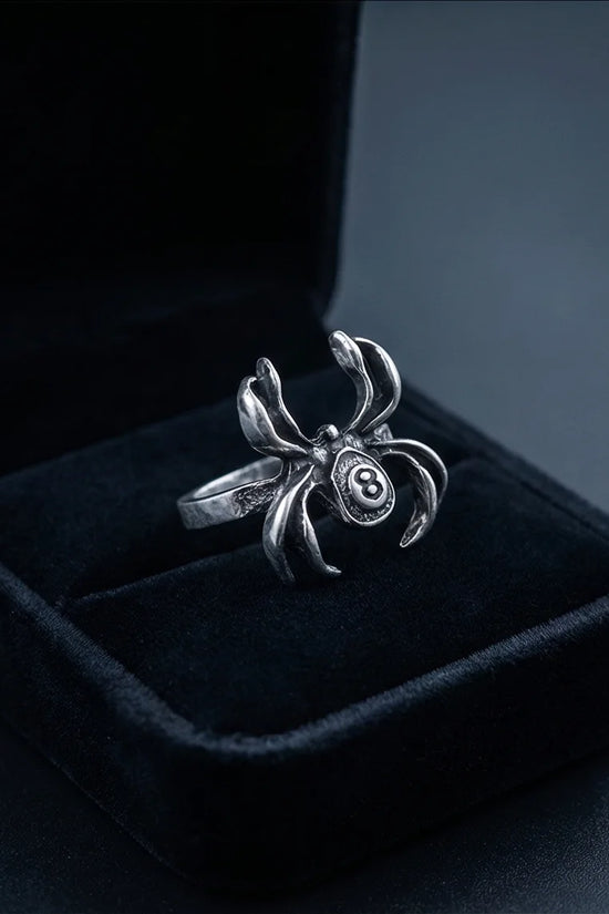 rachnid Hustle: 8-Ball Spider Statement Ring