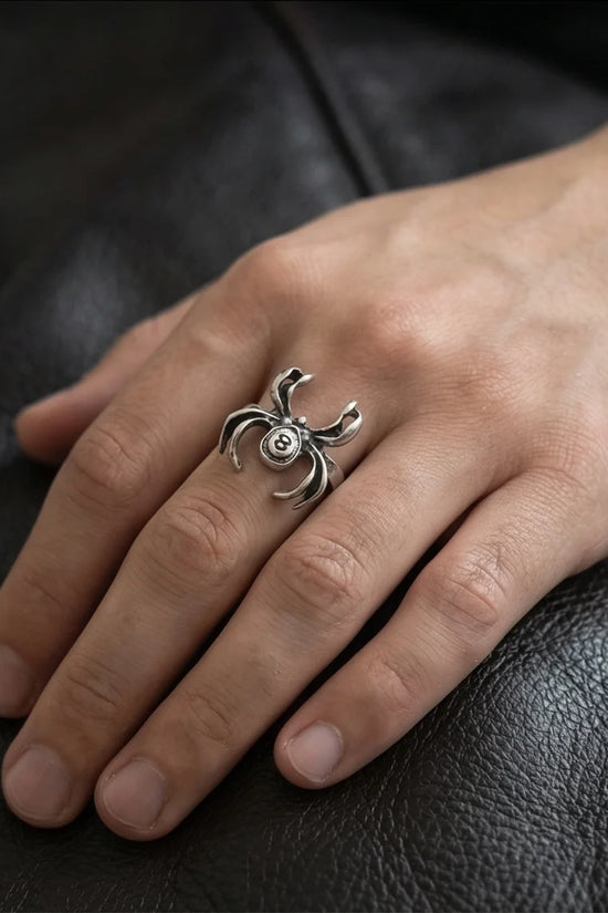 rachnid Hustle: 8-Ball Spider Statement Ring