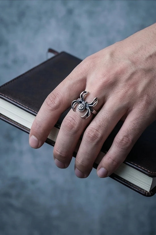 rachnid Hustle: 8-Ball Spider Statement Ring