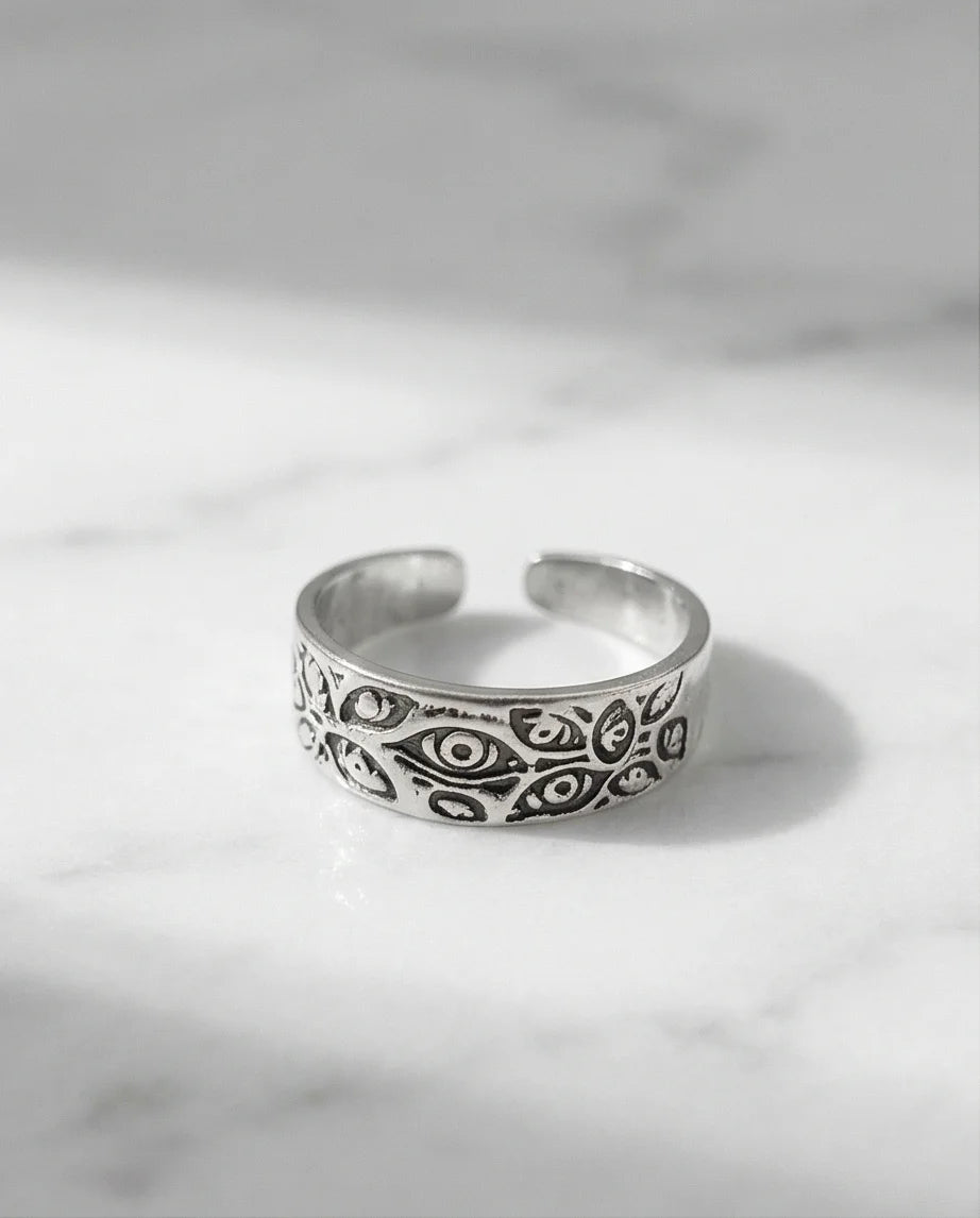 The Watchful Gaze: Multi-Eye Antique Silver Ring