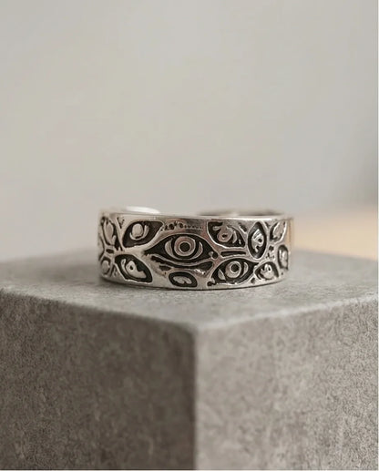 The Watchful Gaze: Multi-Eye Antique Silver Ring