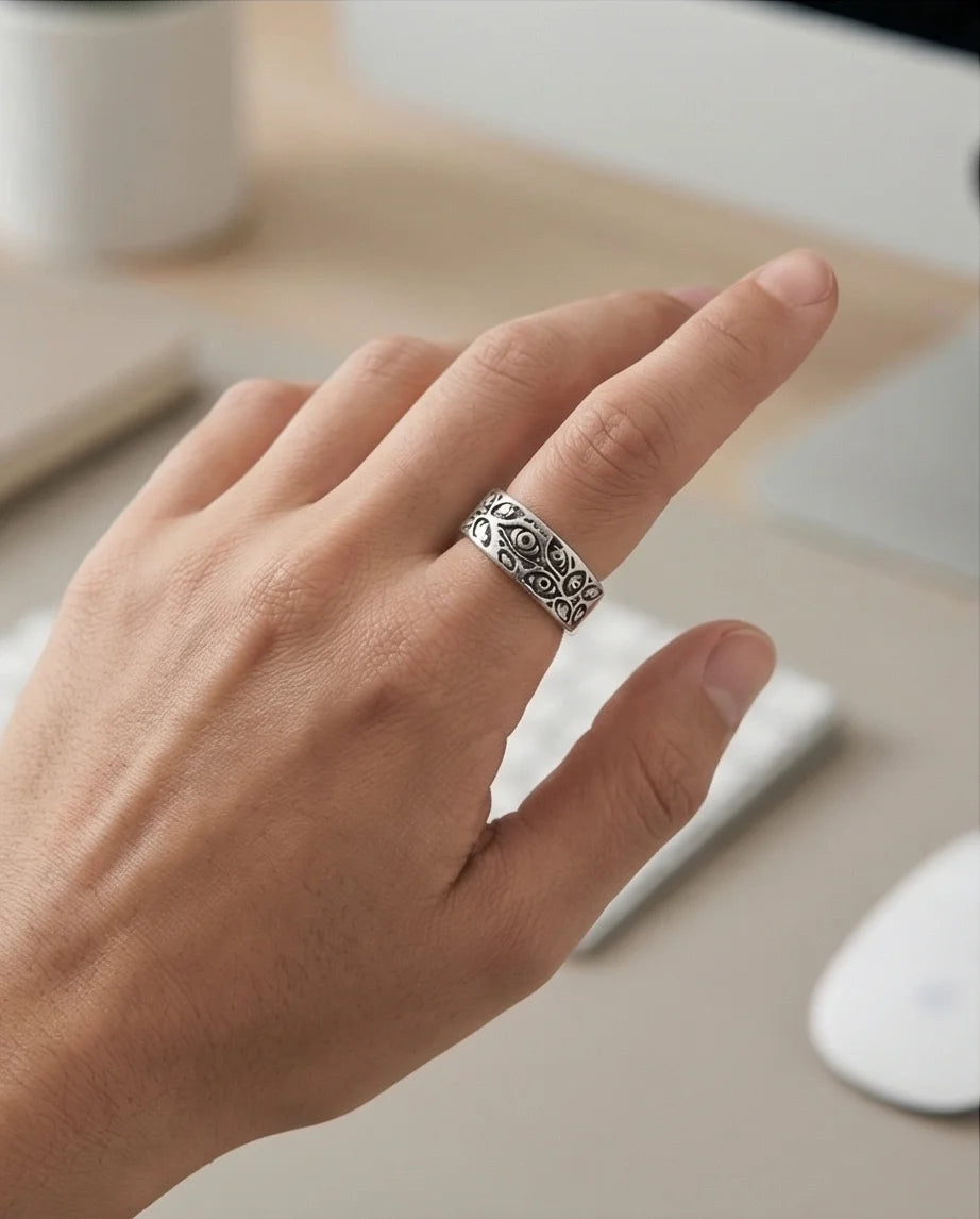 The Watchful Gaze: Multi-Eye Antique Silver Ring