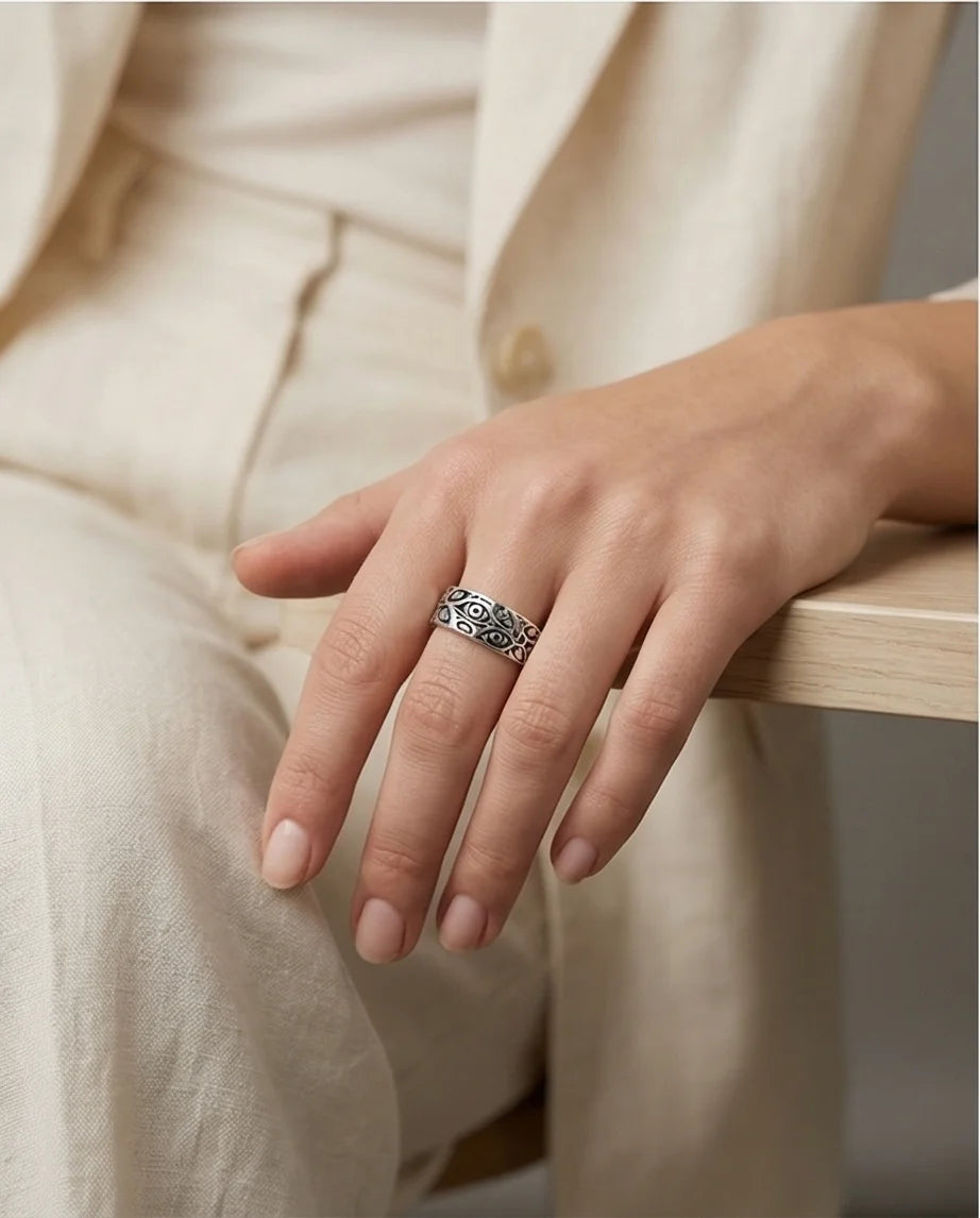 The Watchful Gaze: Multi-Eye Antique Silver Ring