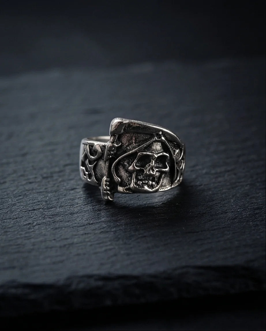 The Soul Collector: Gothic Skull & Scythe Statement Band