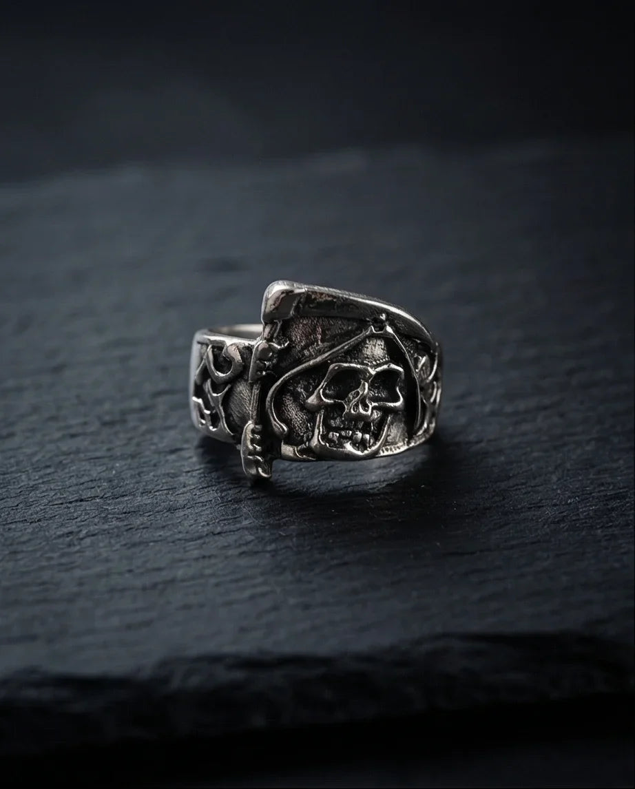 The Soul Collector: Gothic Skull & Scythe Statement Band