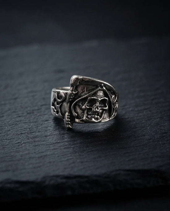The Soul Collector: Gothic Skull & Scythe Statement Band