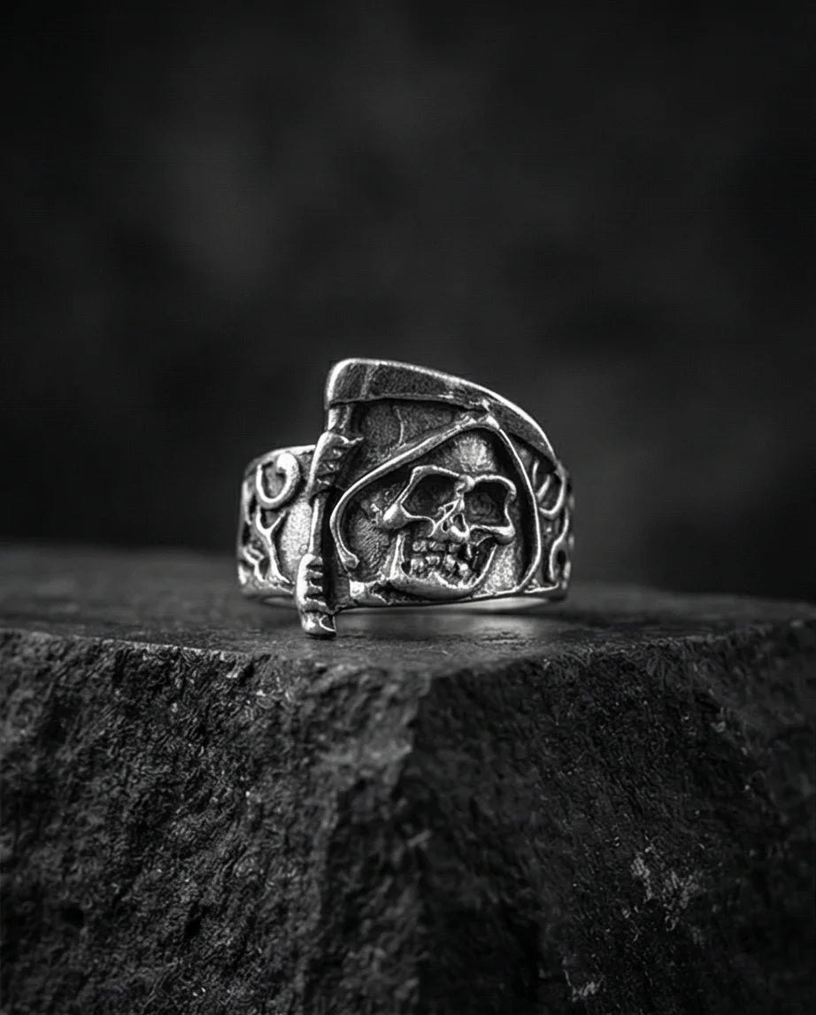 The Soul Collector: Gothic Skull & Scythe Statement Band