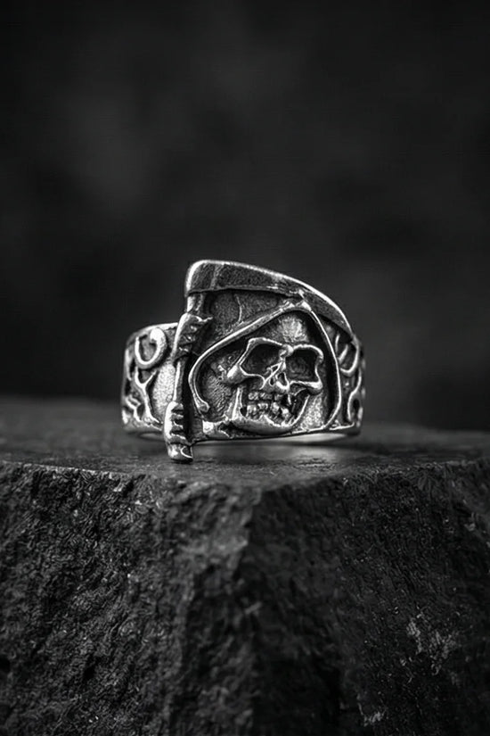 The Soul Collector: Gothic Skull & Scythe Statement Band