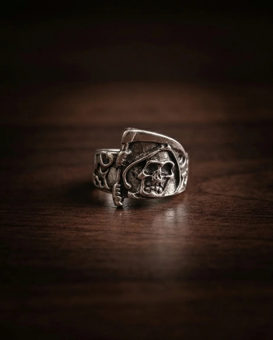 The Soul Collector: Gothic Skull & Scythe Statement Band