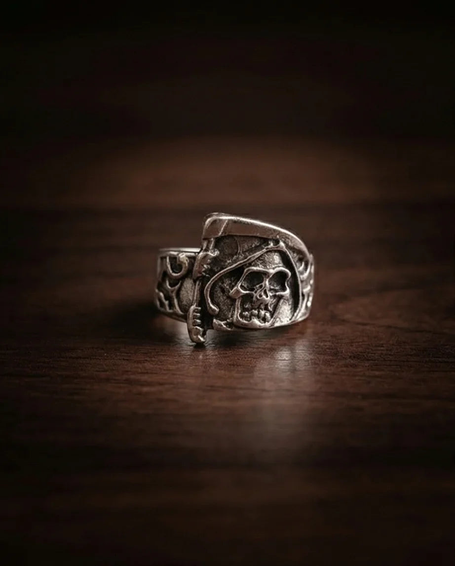 The Soul Collector: Gothic Skull & Scythe Statement Band