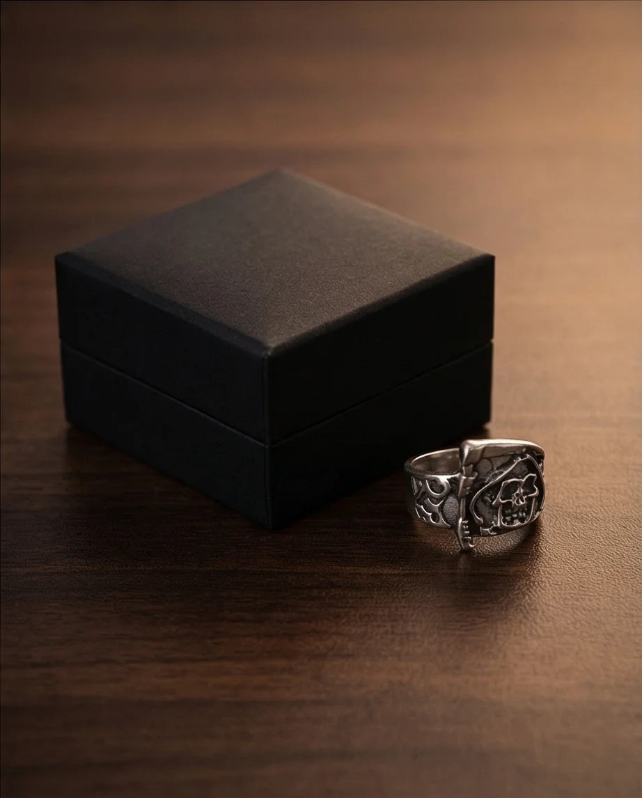 The Soul Collector: Gothic Skull & Scythe Statement Band