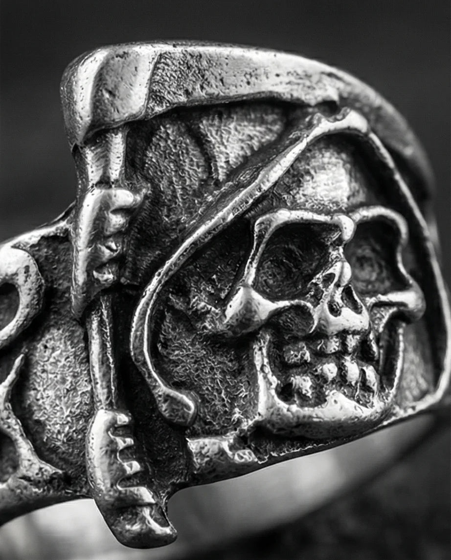 The Soul Collector: Gothic Skull & Scythe Statement Band