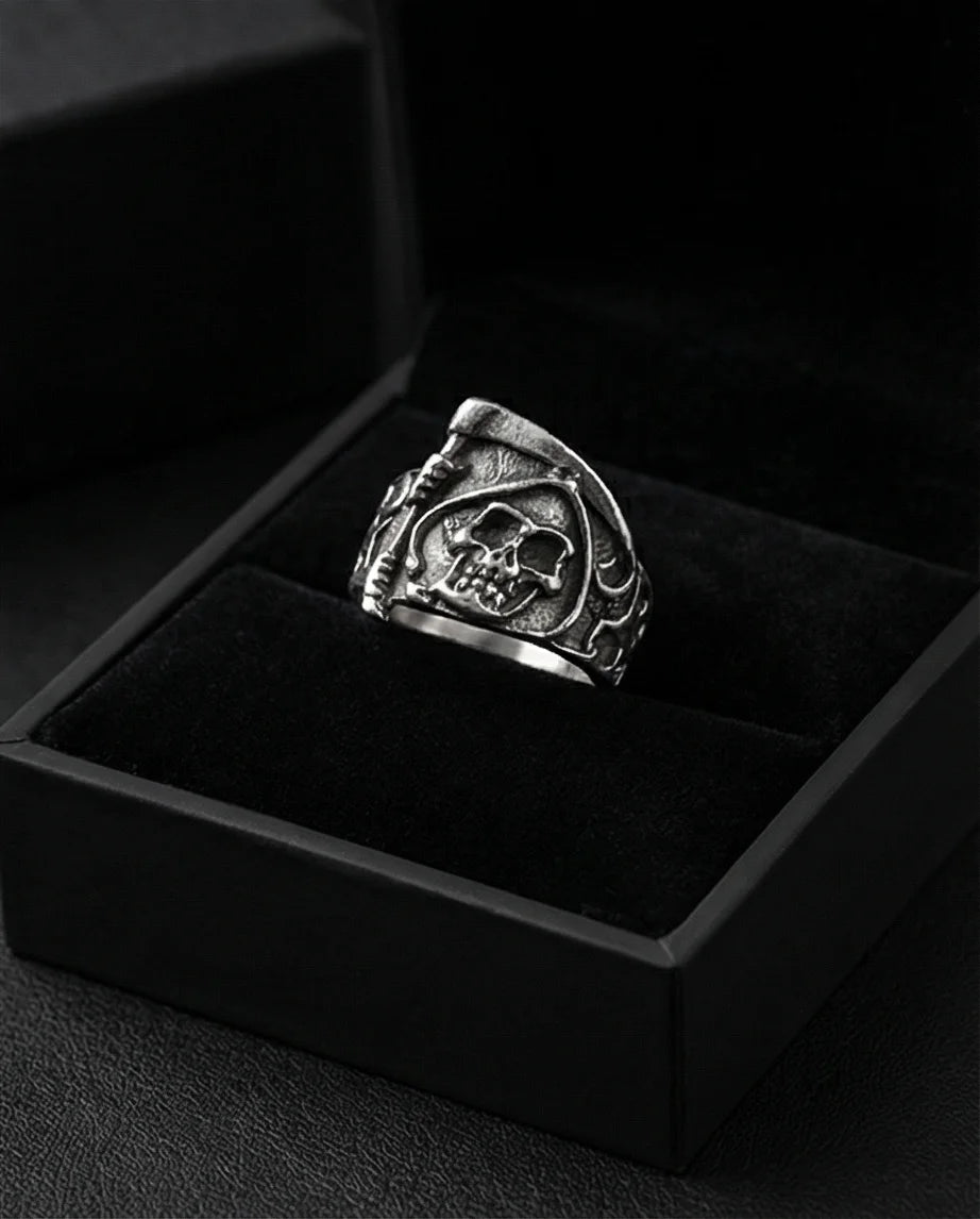 The Soul Collector: Gothic Skull & Scythe Statement Band