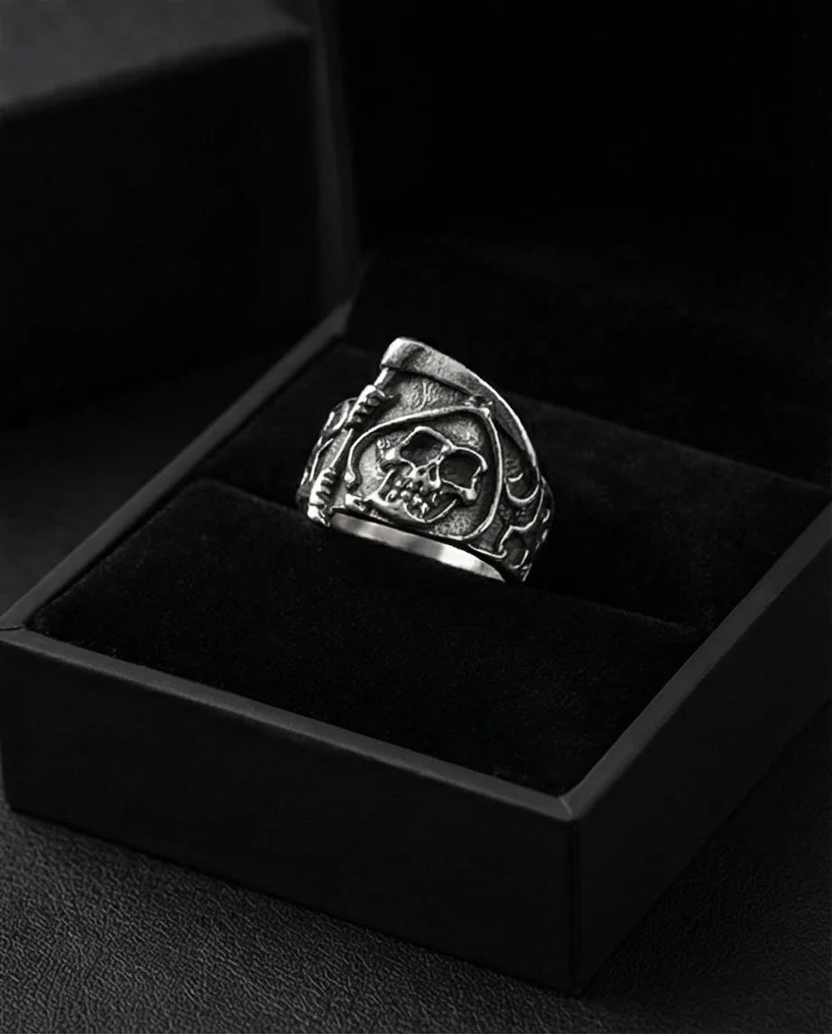 The Soul Collector: Gothic Skull & Scythe Statement Band