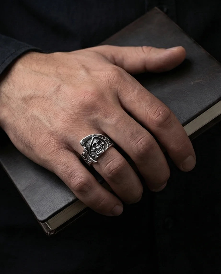 The Soul Collector: Gothic Skull & Scythe Statement Band