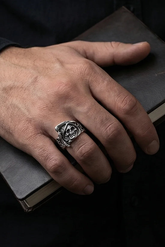 The Soul Collector: Gothic Skull & Scythe Statement Band
