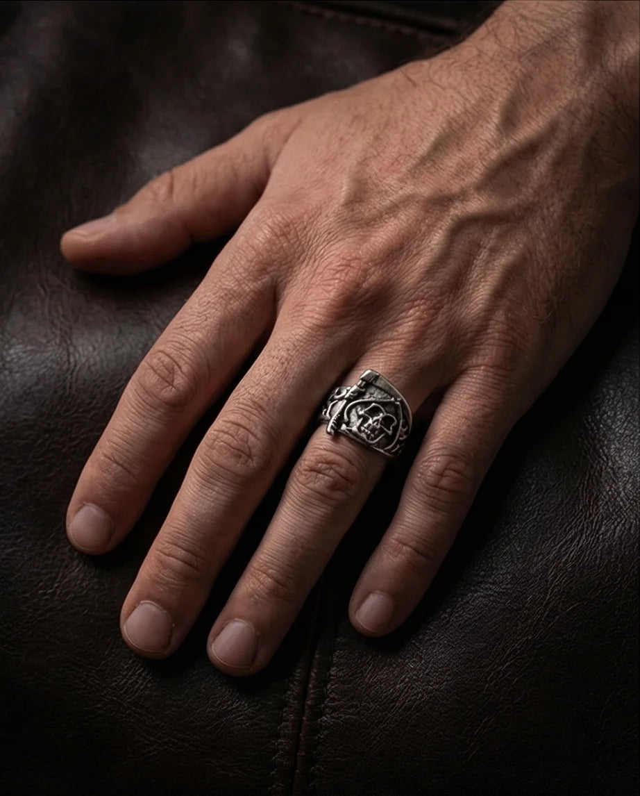 The Soul Collector: Gothic Skull & Scythe Statement Band