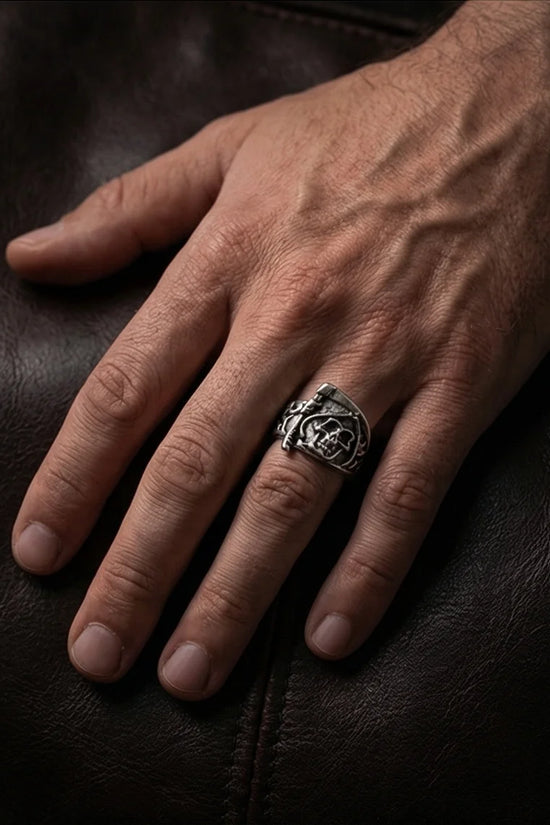The Soul Collector: Gothic Skull & Scythe Statement Band