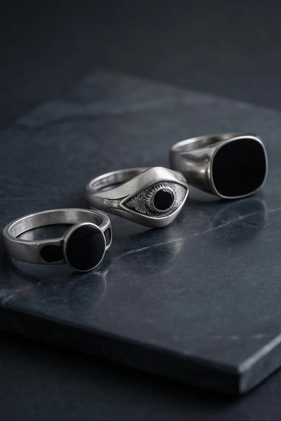 The Obsidian Oracle: 3-Piece Mystic Ring Set