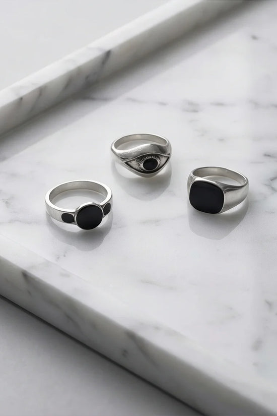 The Obsidian Oracle: 3-Piece Mystic Ring Set