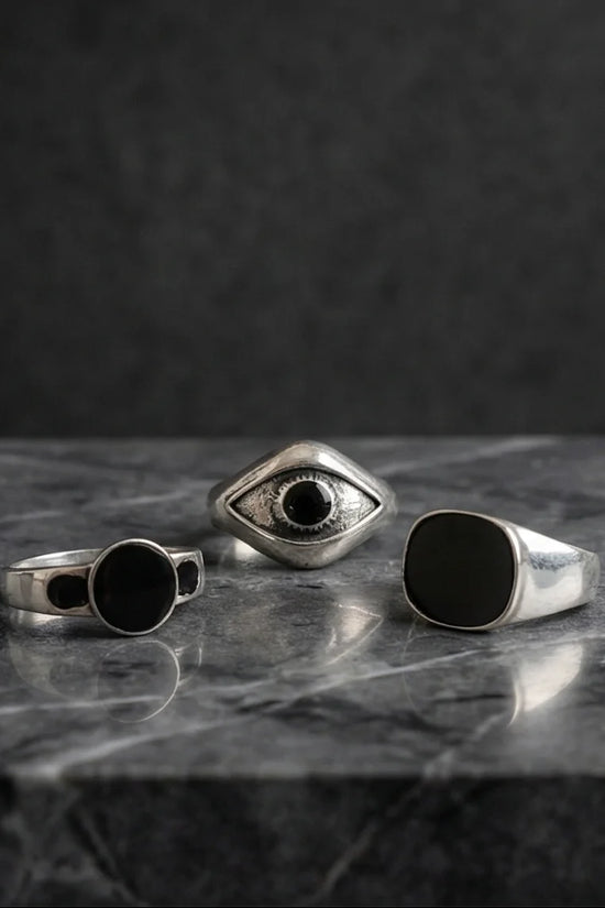 The Obsidian Oracle: 3-Piece Mystic Ring Set