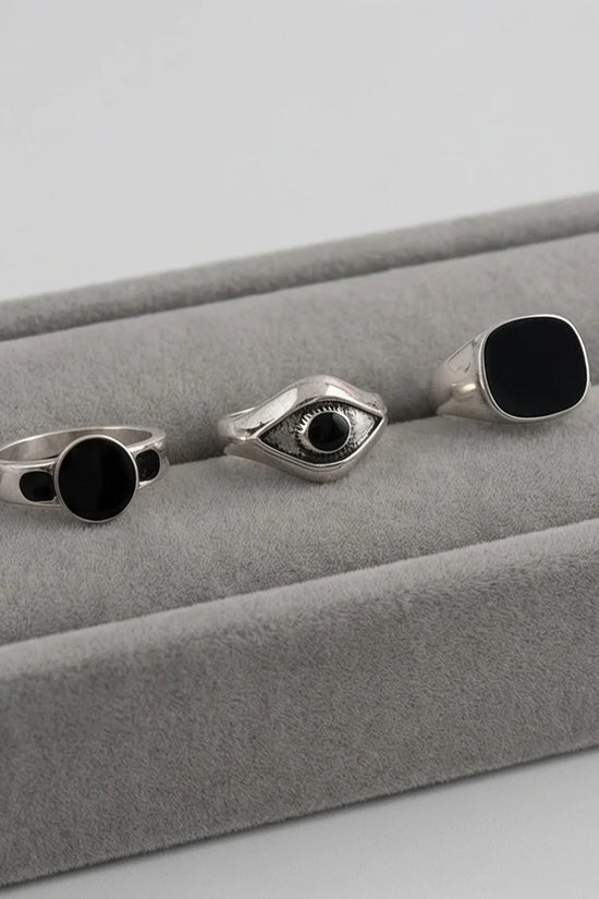 The Obsidian Oracle: 3-Piece Mystic Ring Set