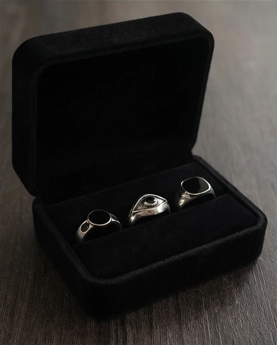The Obsidian Oracle: 3-Piece Mystic Ring Set