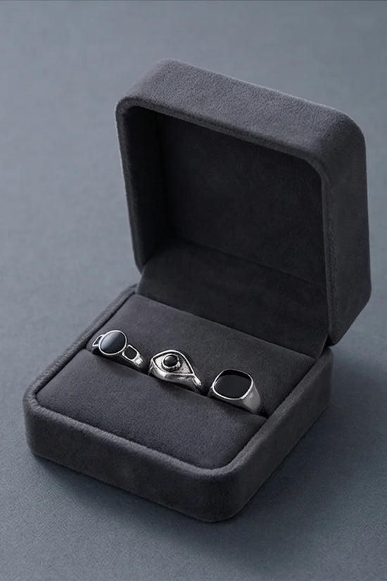 The Obsidian Oracle: 3-Piece Mystic Ring Set