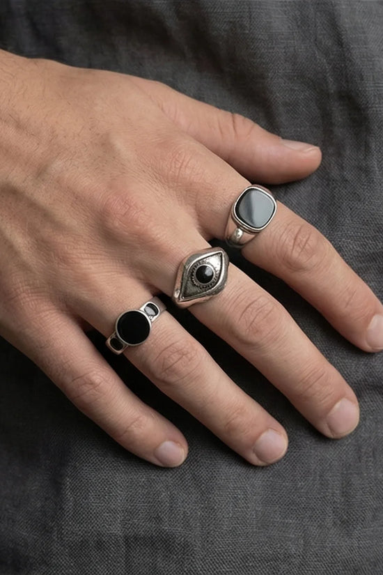 The Obsidian Oracle: 3-Piece Mystic Ring Set
