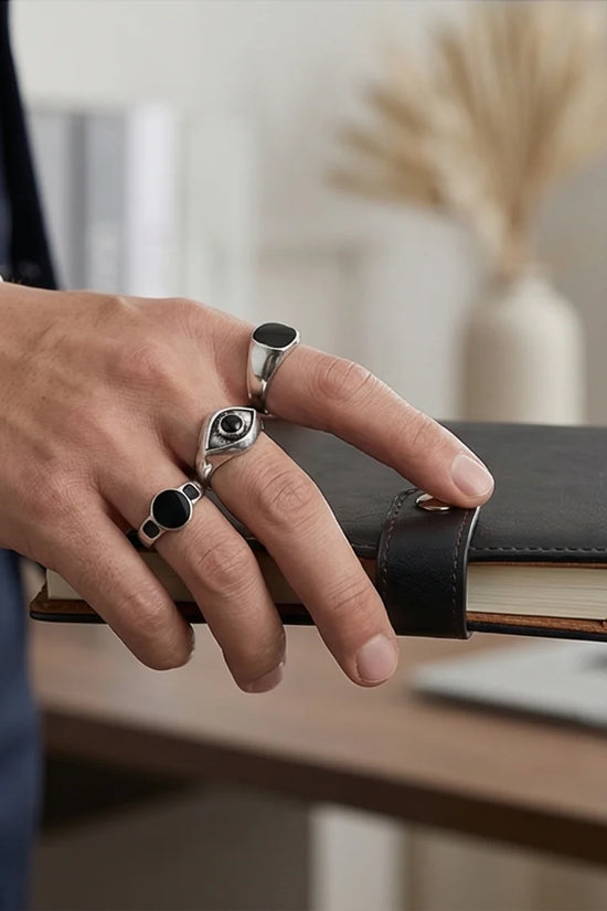 The Obsidian Oracle: 3-Piece Mystic Ring Set