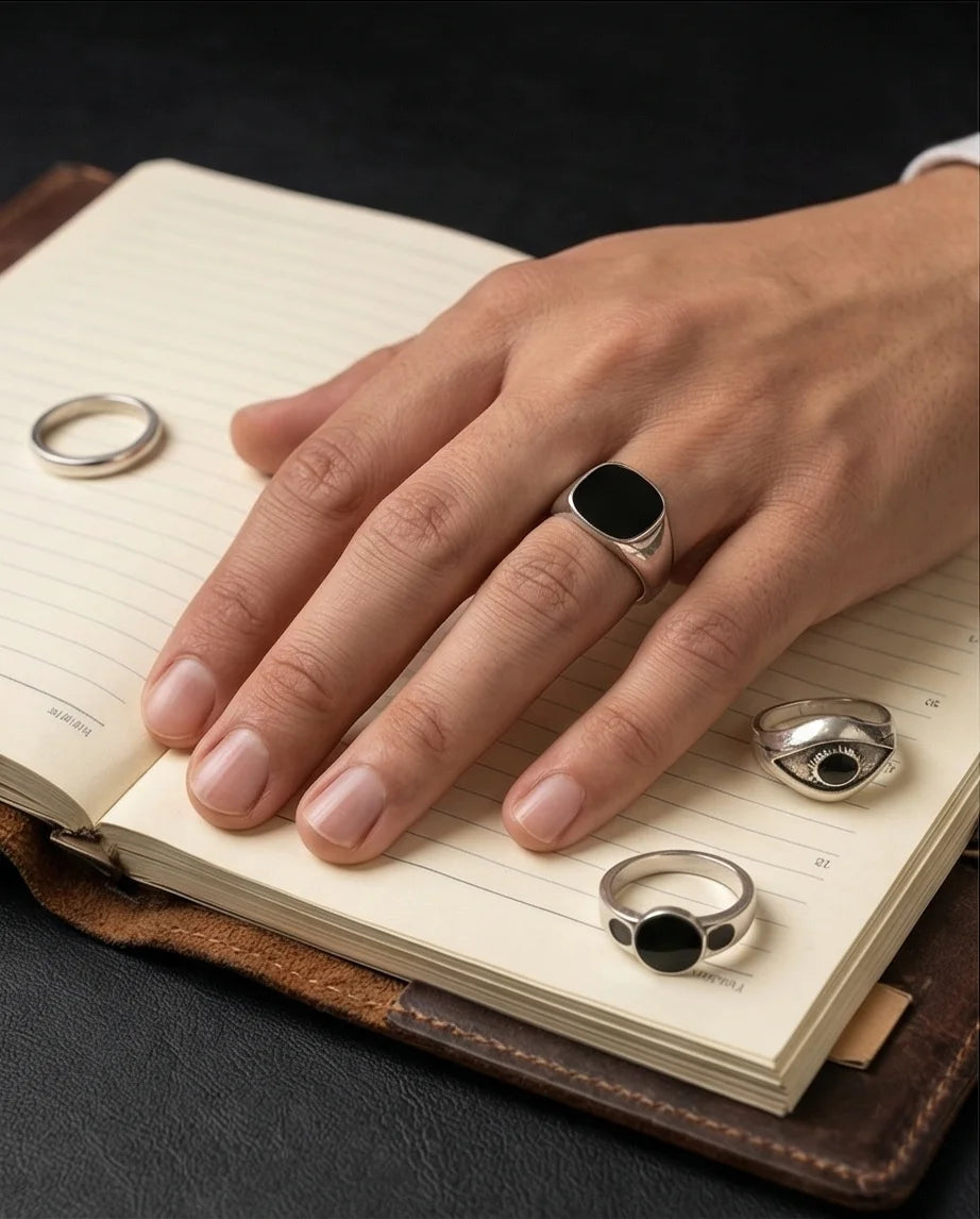 The Obsidian Oracle: 3-Piece Mystic Ring Set