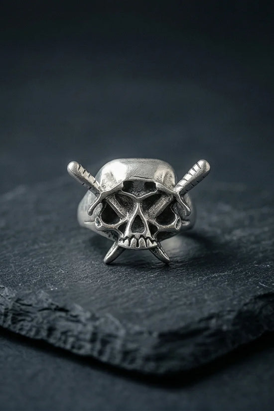 Vanguard’s Resolve: Vintage Gothic Sabers Skull Band
