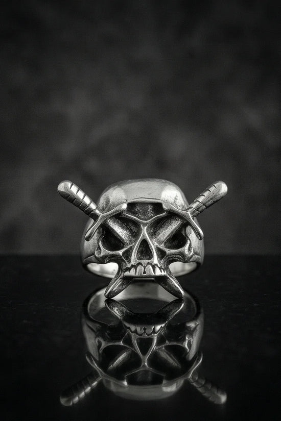 Vanguard’s Resolve: Vintage Gothic Sabers Skull Band