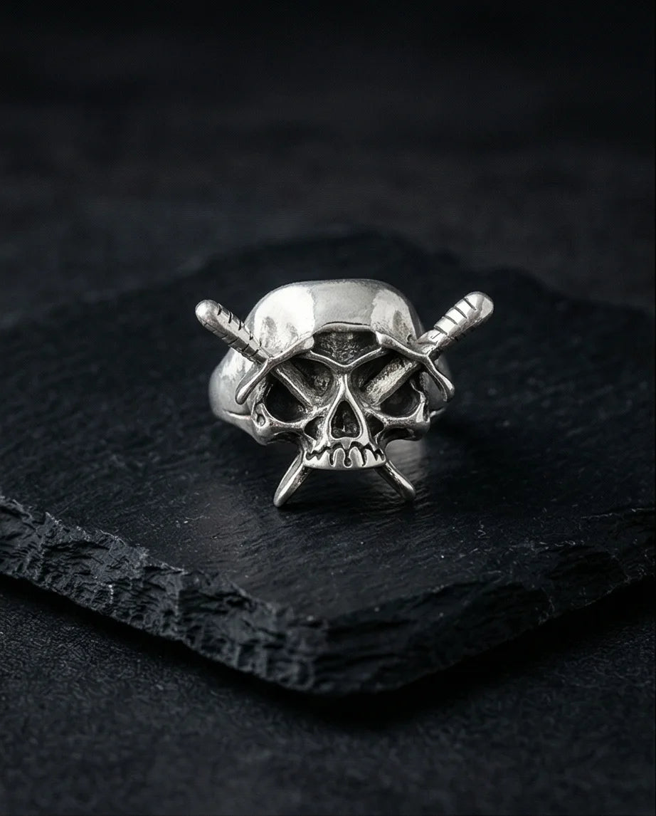 Vanguard’s Resolve: Vintage Gothic Sabers Skull Band