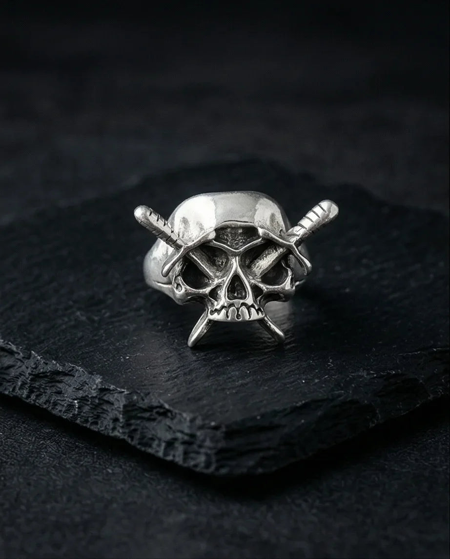 Vanguard’s Resolve: Vintage Gothic Sabers Skull Band