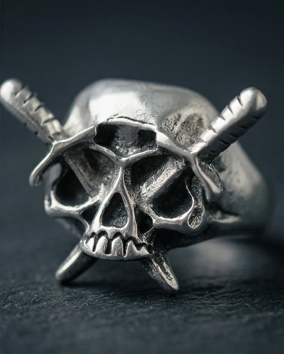 Vanguard’s Resolve: Vintage Gothic Sabers Skull Band