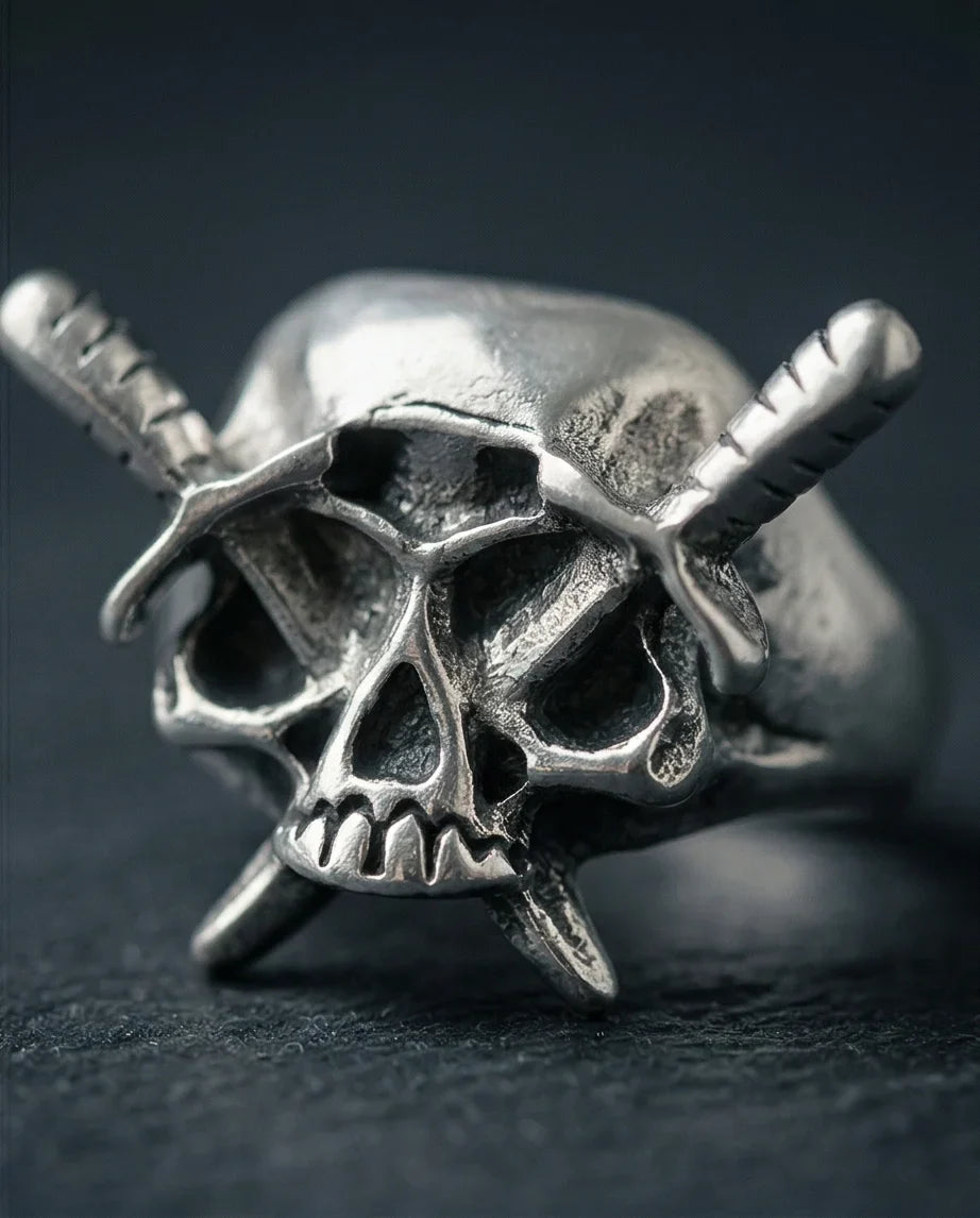 Vanguard’s Resolve: Vintage Gothic Sabers Skull Band