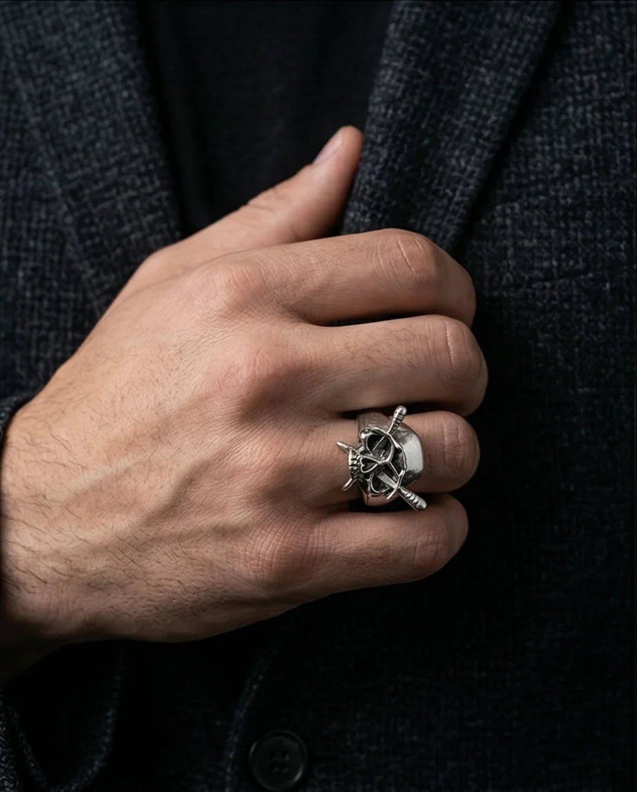 Vanguard’s Resolve: Vintage Gothic Sabers Skull Band