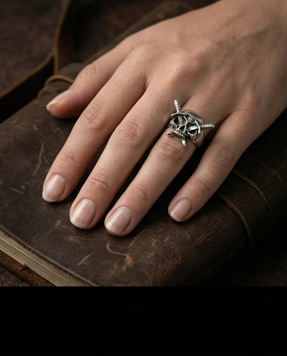 Vanguard’s Resolve: Vintage Gothic Sabers Skull Band