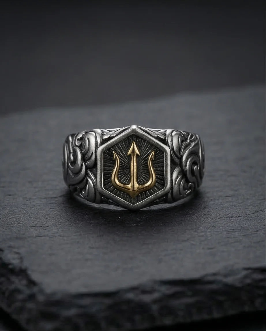 The Black Tungsten Carbide Band with Meteorite Dust and Opal Inlay