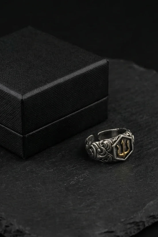 The Black Tungsten Carbide Band with Meteorite Dust and Opal Inlay