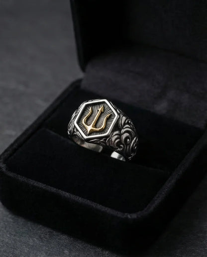 The Black Tungsten Carbide Band with Meteorite Dust and Opal Inlay