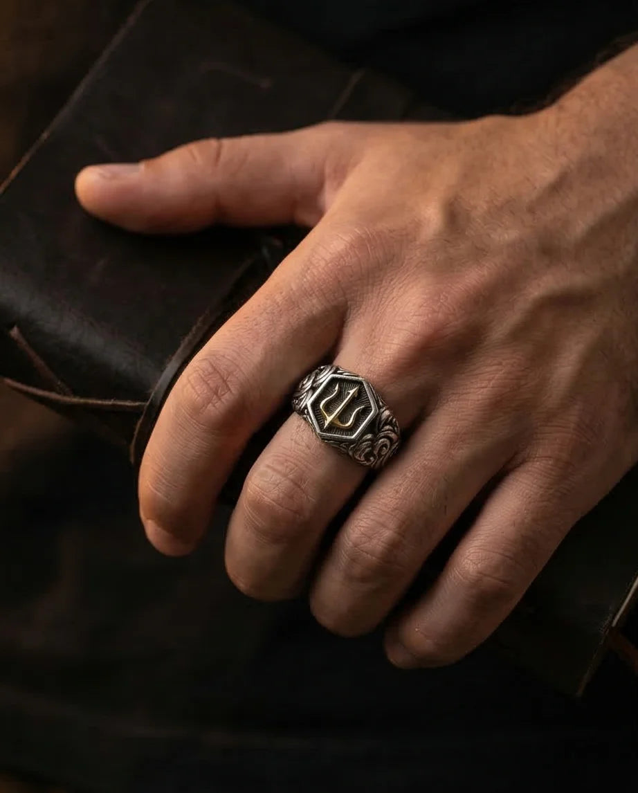 The Black Tungsten Carbide Band with Meteorite Dust and Opal Inlay