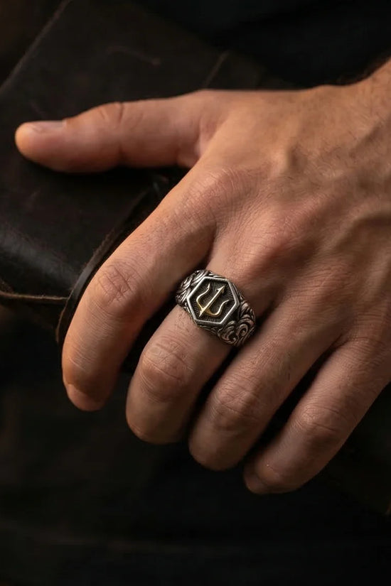 The Black Tungsten Carbide Band with Meteorite Dust and Opal Inlay