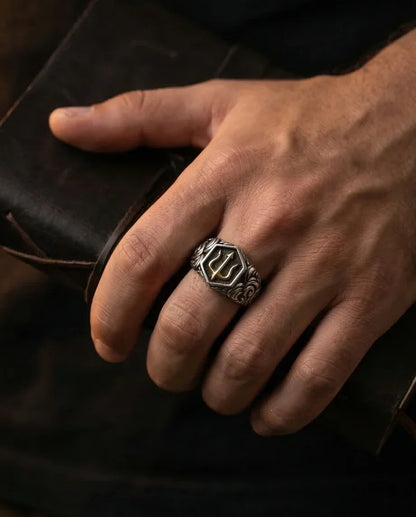 The Black Tungsten Carbide Band with Meteorite Dust and Opal Inlay