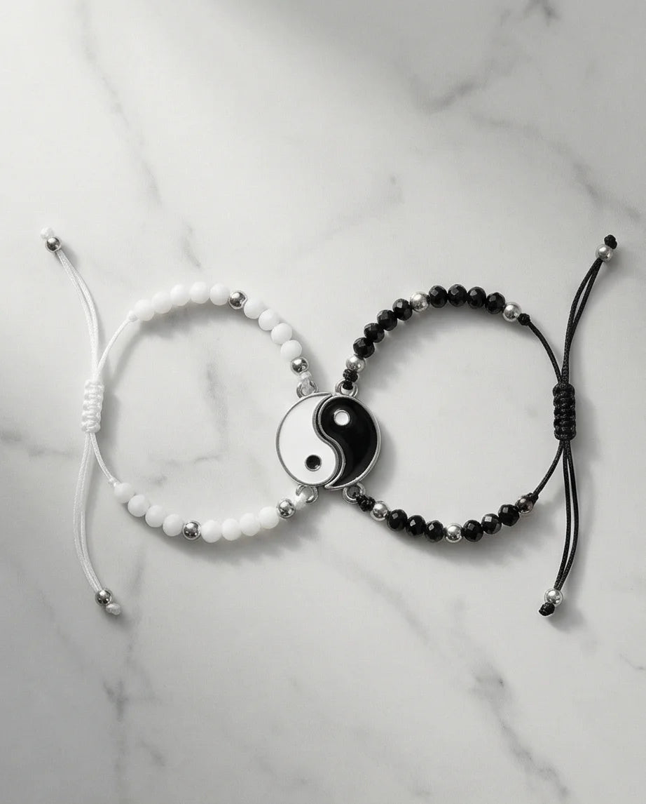 The Harmonic Bond: Yin & Yang Beaded Bracelet Set
