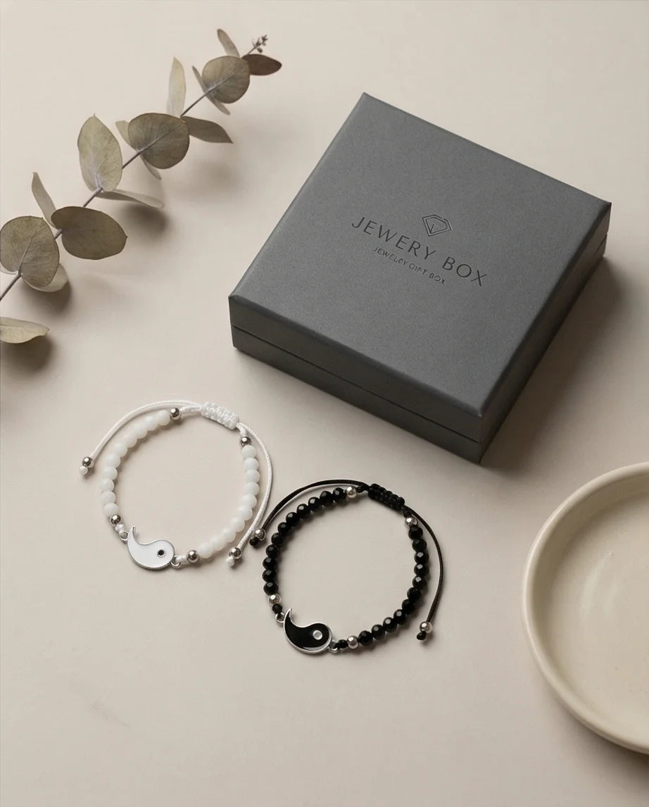 The Harmonic Bond: Yin & Yang Beaded Bracelet Set