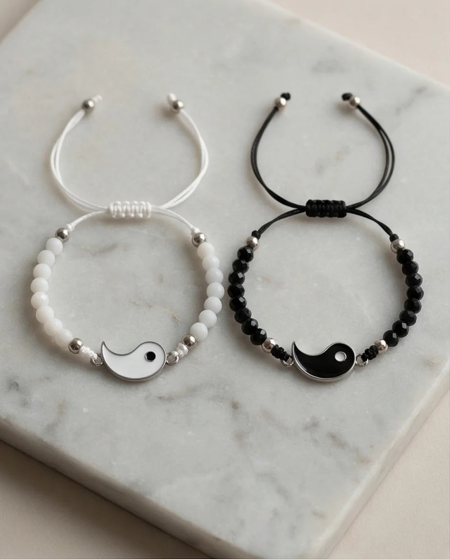 The Harmonic Bond: Yin & Yang Beaded Bracelet Set