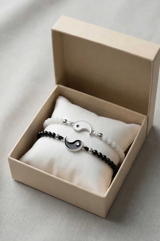 The Harmonic Bond: Yin & Yang Beaded Bracelet Set