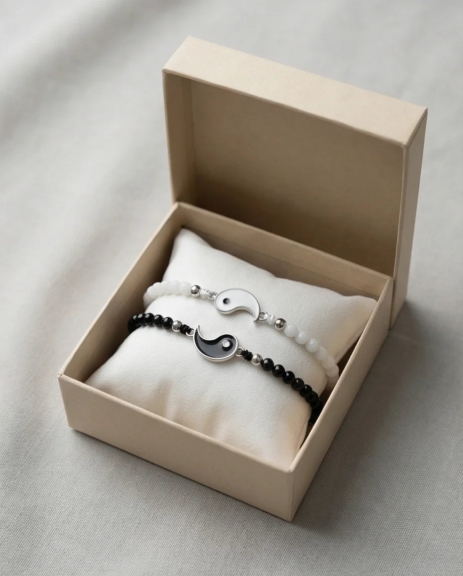 The Harmonic Bond: Yin & Yang Beaded Bracelet Set